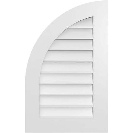 Ekena Millwork Quarter Round Top Left Surface Mount PVC Gable Vent w/ 3-1/2"W x 1"P Standard Frame, 20"W x 32"H GVPQL20X3201SN